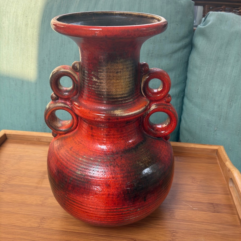 Vintage Austrian Red Fat Lava Style Vase – 4284-30